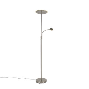Moderní stojací lampa z oceli vč. LED s dálkovým ovládáním a čtecím ramenem – Strela