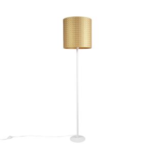 Vintage stojací lampa bílá se zlatým odstínem trojúhelníku 40 cm – Simplo