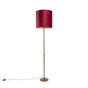 Vintage stojací lampa zlatá s červeným odstínem 40 cm – Simplo