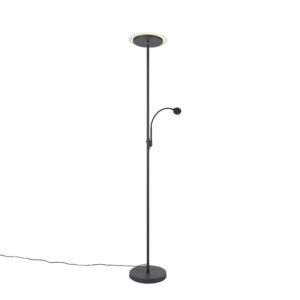 Moderní stojací lampa černá včetně LED s čtecím ramenem – Chala