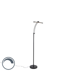 Designová stojací lampa černá včetně LED s nastavitelným stmívačem – tablo