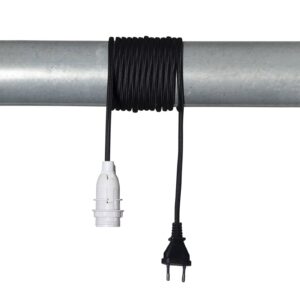 Zásuvka E14 Lacy s kabelem, černobílá