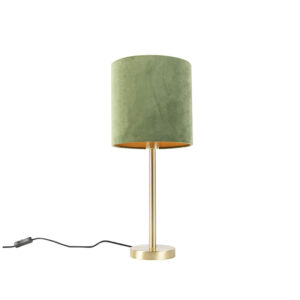 Botanická stolní lampa mosaz se zeleným odstínem 25 cm – Simplo