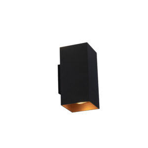 Designové nástěnné svítidlo černé se zlatým čtvercem – Sab