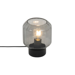 Klasická stolní lampa černá s kouřovým sklem – Stiklo