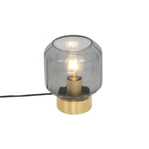 Designová stolní lampa mosaz s kouřovým sklem – Stiklo
