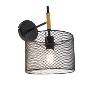 Průmyslová nástěnná lampa černá – Drum Mesh