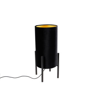 Designová stolní lampa černé velurové odstín černé se zlatem – Rich