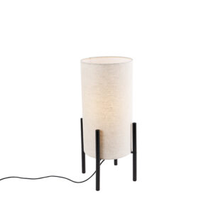 Designová stolní lampa černé lněné odstín šedé – Rich