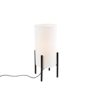 Designová stolní lampa černé lněné odstín bílé – Rich
