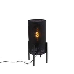 Designová stolní lampa černé lněné odstín černé - Rich