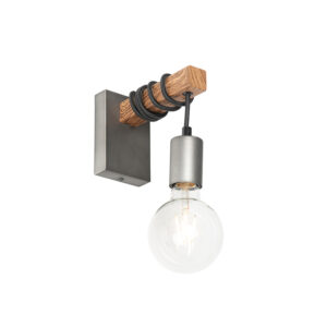 Průmyslová nástěnná lampa ocel se dřevem – Gallow