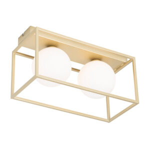 Designová stropní lampa zlatá s bílými 2 světly – Aniek