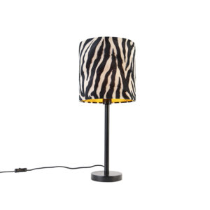 Moderní stolní lampa černá se stínidlem zebra 25 cm – Simplo