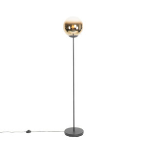 Stojací lampa ve stylu art deco černá se zlatým sklem – pallon