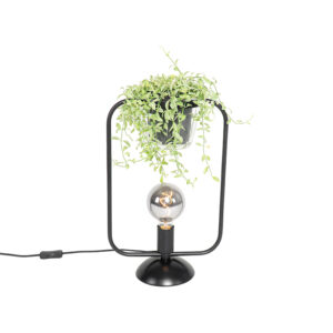 Moderní stolní lampa černá se sklem obdélníkového tvaru – Roslini