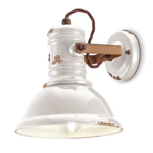 Keramická nástěnná lampa C1693 v bílém industriálním stylu