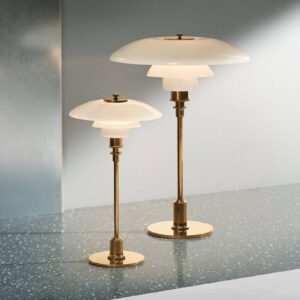 Louis Poulsen PH 2/1 stolní lampa mosaz-bílá