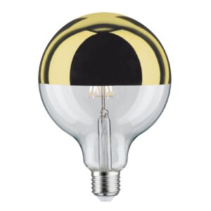 LED žárovka E27 G125 827 6,5W zrcadlená zlatá
