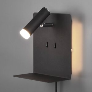 LED nástěnné svítidlo Element s policí černá matná
