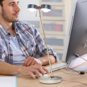 LED stolní lampa Puk Table Twin chrom matný