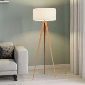 Lindby Benik trojnohá stojací lampa, bílá, dřevo