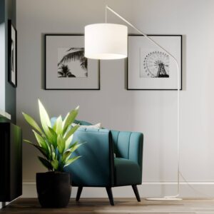 Viskan – podlahová oblouková lampa v bílé barvě