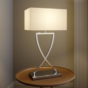Lucande Evaine stolní lampa, chrom, stínidlo bílá