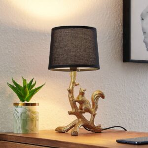 Lindby Squira stolní látková lampa, černo-zlatá
