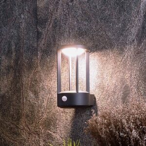 LED venkovní světlo Albaldah, senzor, tmavě šedá