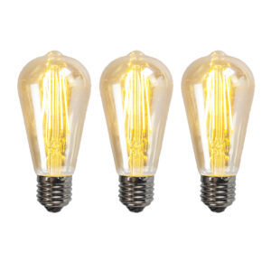 Sada 3 E27 stmívatelných LED žárovek ST64 zlatá 5W 450 lm 2200K