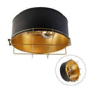 Industriální stropní svítidlo černá se zlatou 35 cm – Barril