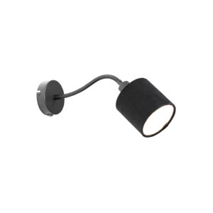 Nástěnná lampa černá se stínidlem černým vypínačem a flex ramenem - Merwe