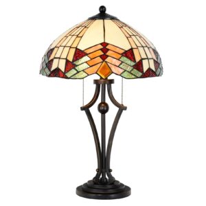 Stolní lampa 5961, vzhled Tiffany, pestré stínidlo