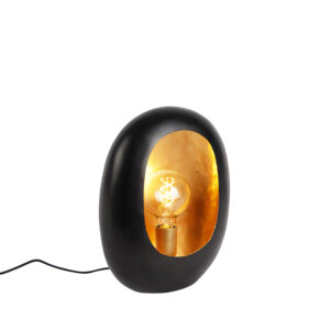 Designová stolní lampa černá se zlatým vnitřkem 36 cm – Cova