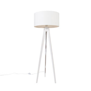 Moderní stojací lampa stativ bílá s bílým odstínem 50 cm – Tripod Classic