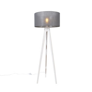 Moderní stojací lampa stativ bílá se šedým odstínem 50 cm – Tripod Classic