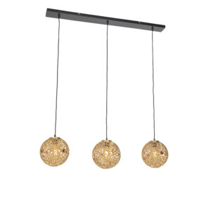 Art Deco závěsná lampa zlatá podlouhlá 3-světelná – Maro