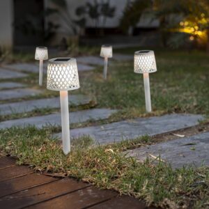 Newgarden LED solární světlo Gretita, bílé, zemní hrot, sada 4 kusů
