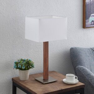 Lucande Larkira látková stolní lampa, hranatá bílá