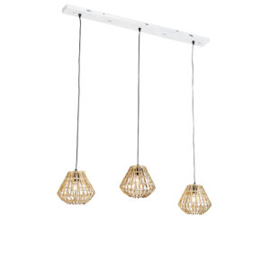 Bambusová závěsná lampa s bílým podlouhlým 3-světlem – Canna Diamond