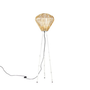 Venkovská stojací lampa stativ bambus s bílou – Canna Diamond