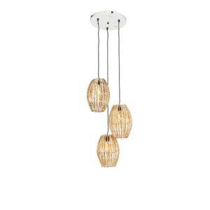 Bambusová závěsná lampa s bílým kulatým 3-světlem – Canna Capsule