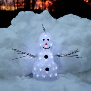 Malá LED figurka Křišťálový sněhulák pro venkovní použití