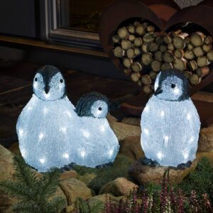 LED akrylové svítící figurky tučňáků 3 kusy