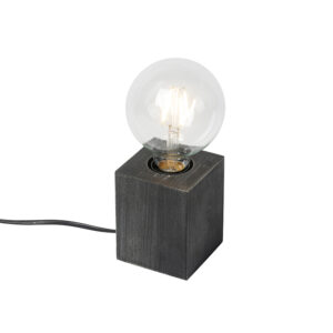 Venkovská stolní lampa černé dřevo – Bloc