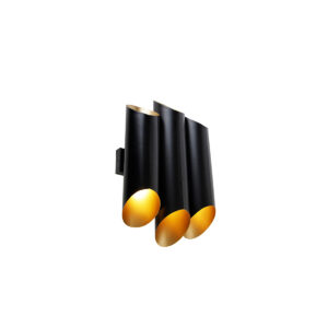 Nástěnná lampa černá se zlatým vnitřkem 6 světel – Whistle