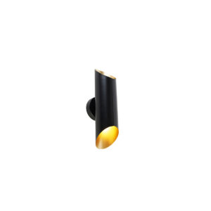 Nástěnná lampa černá se zlatým vnitřkem 2 světla – Whistle