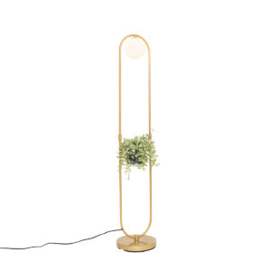 Stojací lampa ve stylu Art Deco zlatá s bílým sklem – Isabella