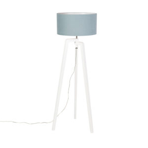 Stojací lampa stativ bílé dřevo s minerálním odstínem 50 cm – Puros